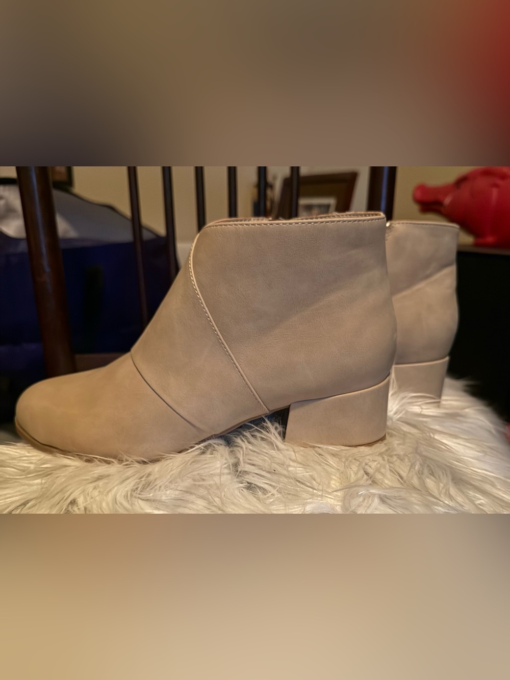 KIM ROGERS Elaine Booties Women's Beige Ankle Boots - Low Block Heel NWT- No box